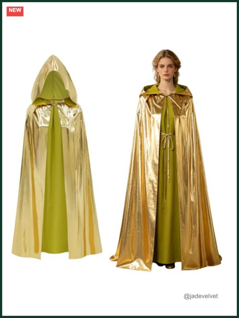 Shiny Cape Cloak with Hood, Adjustable Strap, Cosplay Halloween Carnival